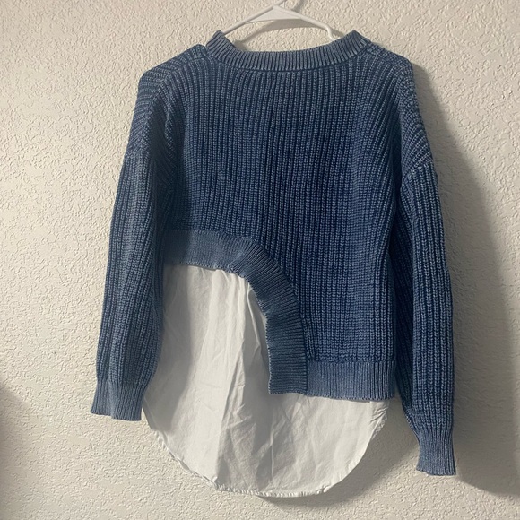 Pilcro Anthropologie Asymmetrical twofer Ribbed Sweater vintage wash blue - Picture 6 of 9
